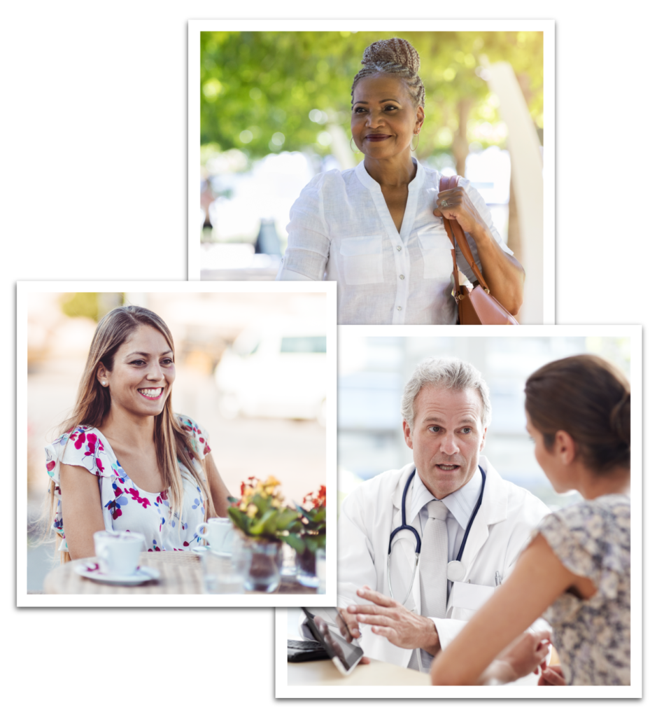 images of women and doctor and patient consultating